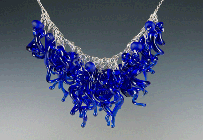 SOLD One-of-a-Kind, Recycled Wine Bottle Glass "Splash Dancing"