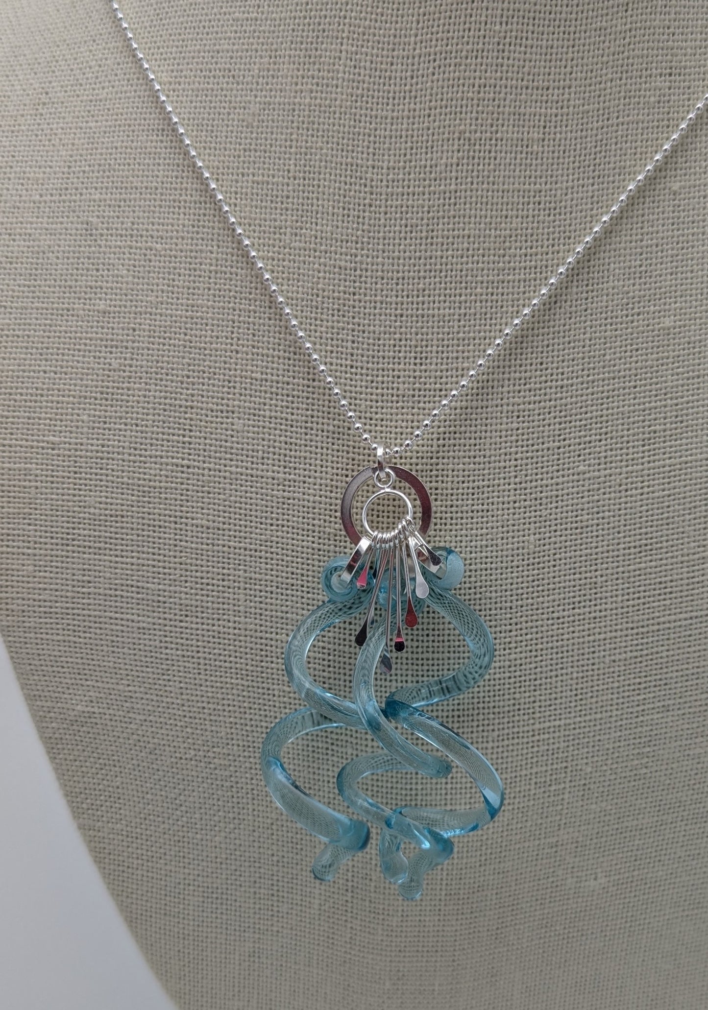 NEW!! PTG, Pendant, 3 Glass Twists Necklace